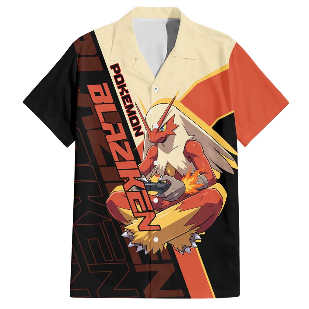 Blaziken Poké Hawaiian Shirt Retro Anime Vector Style