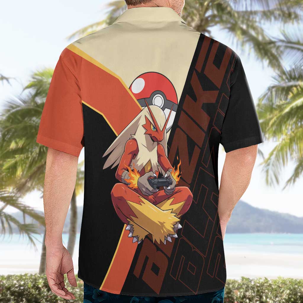Blaziken Poké Hawaiian Shirt Retro Anime Vector Style