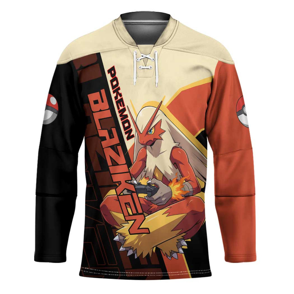 Blaziken Poké Hockey Jersey Retro Anime Vector Style