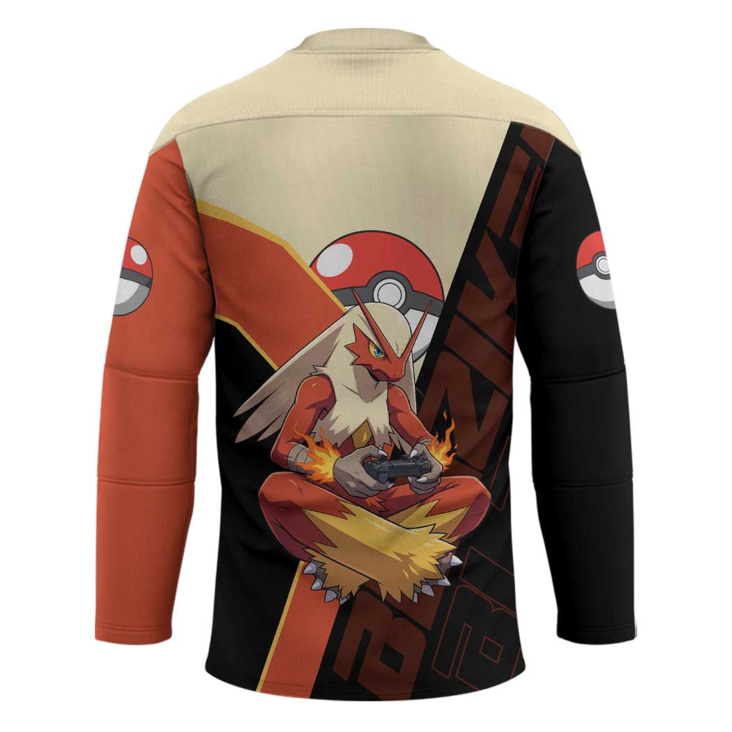 Blaziken Poké Hockey Jersey Retro Anime Vector Style