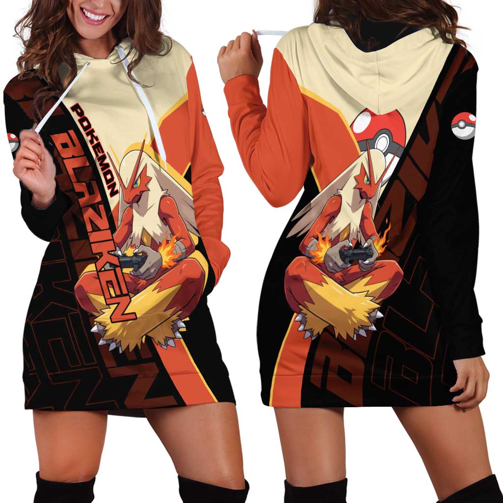 Blaziken Poké Hoodie Dress Retro Anime Vector Style