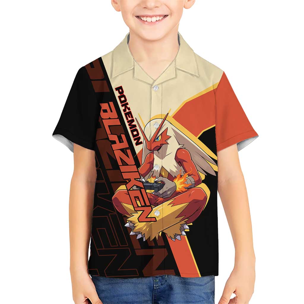 Blaziken Poké Kid Hawaiian Shirt Retro Anime Vector Style