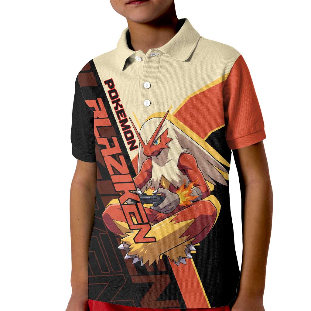 Blaziken Poké Kid Polo Shirt Retro Anime Vector Style