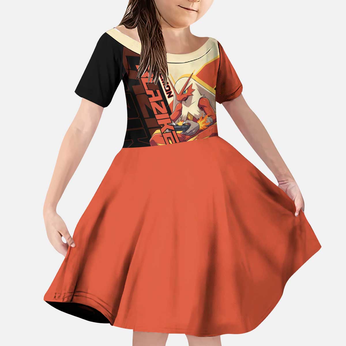 Blaziken Poké Kid Short Sleeve Dress Retro Anime Vector Style