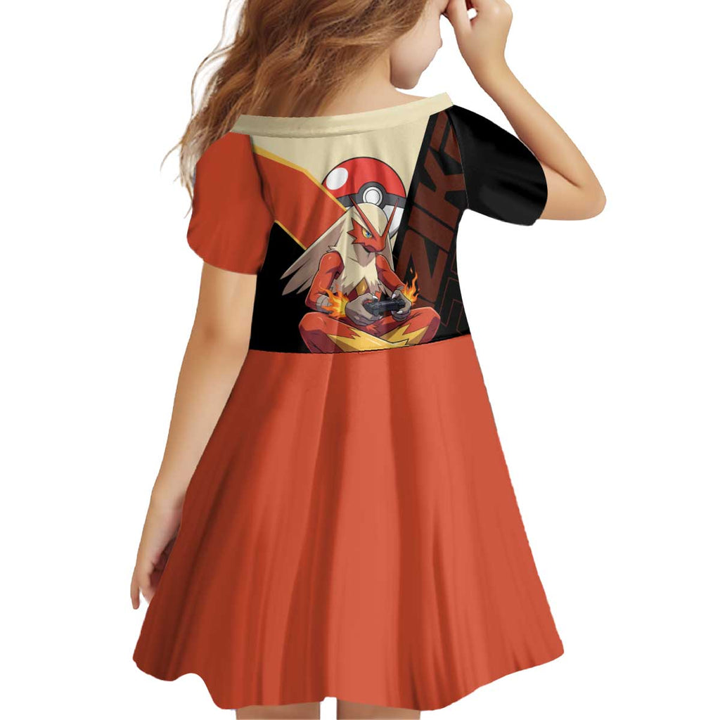 Blaziken Poké Kid Short Sleeve Dress Retro Anime Vector Style