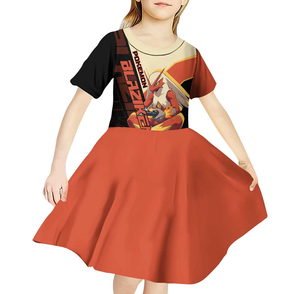 Blaziken Poké Kid Short Sleeve Dress Retro Anime Vector Style