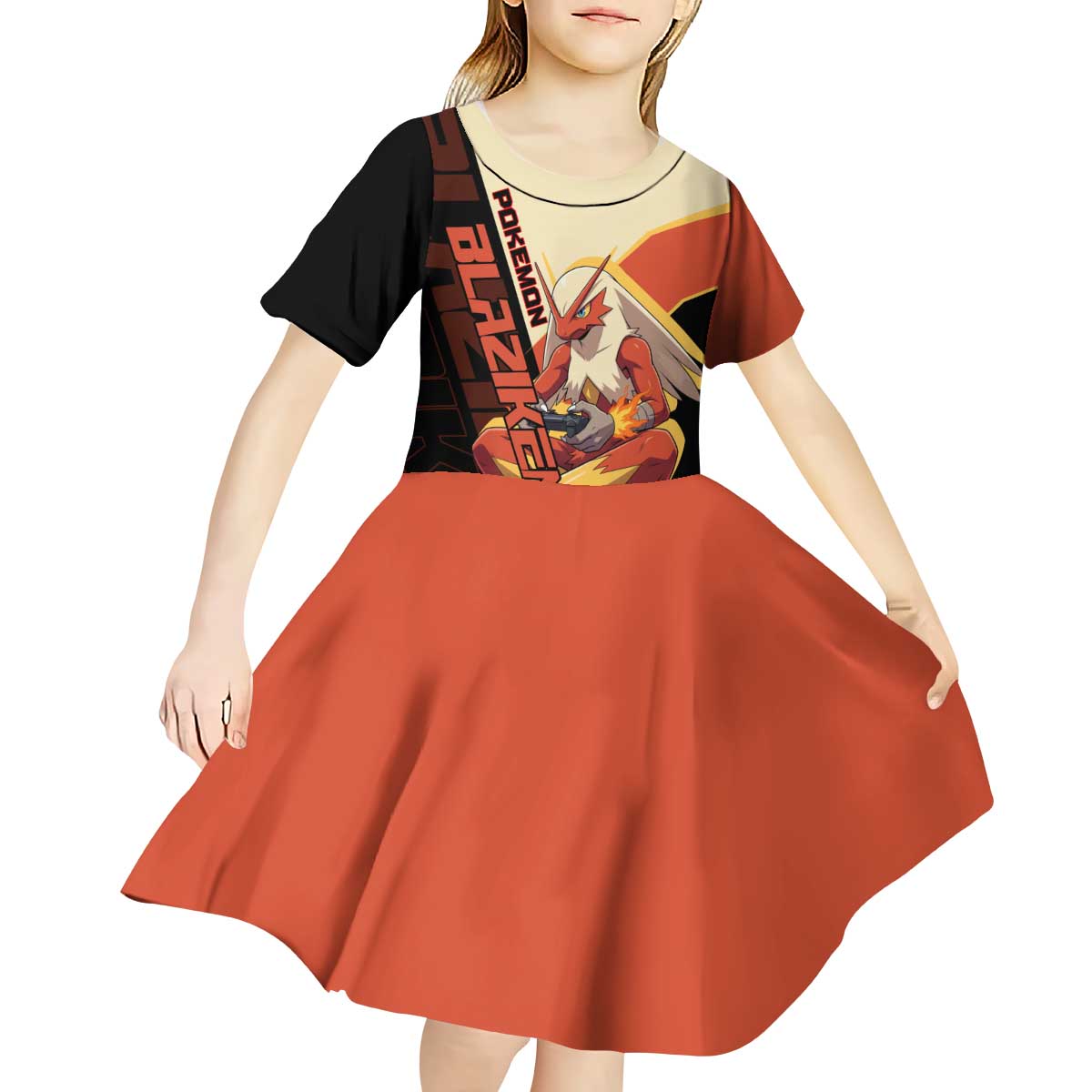 Blaziken Poké Kid Short Sleeve Dress Retro Anime Vector Style