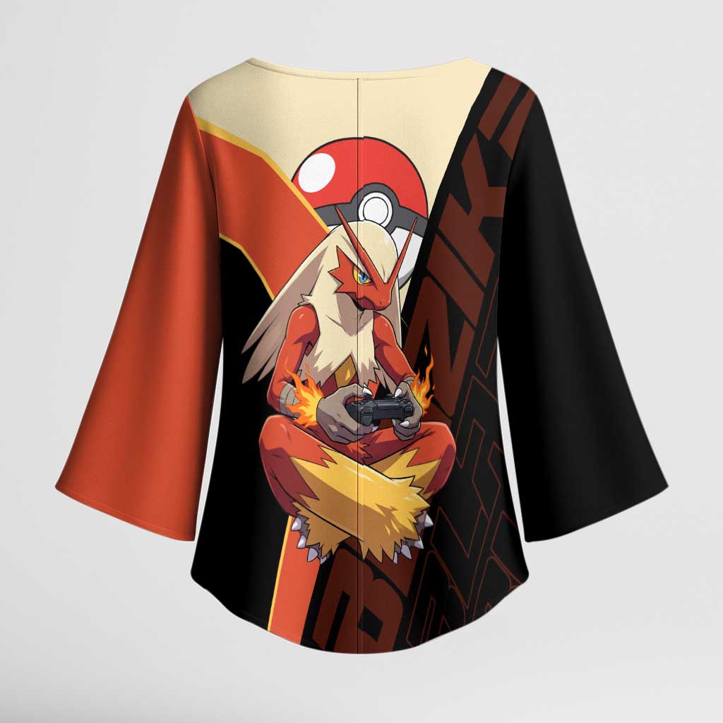 Blaziken Poké Kimono Sleeve Blouse Retro Anime Vector Style