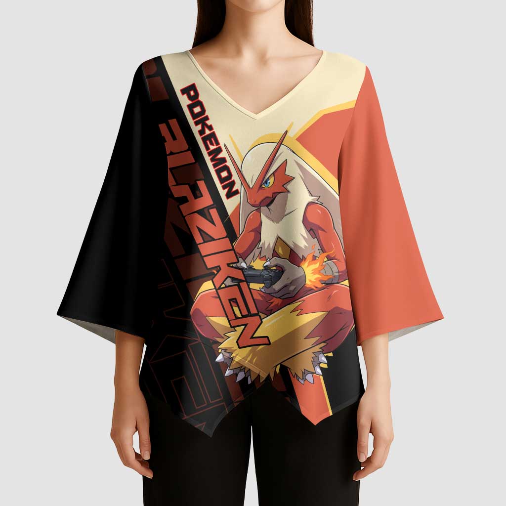 Blaziken Poké Kimono Sleeve Blouse Retro Anime Vector Style