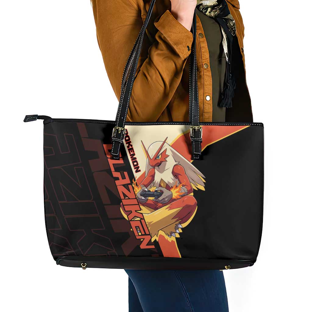 Blaziken Poké Leather Tote Bag Retro Anime Vector Style