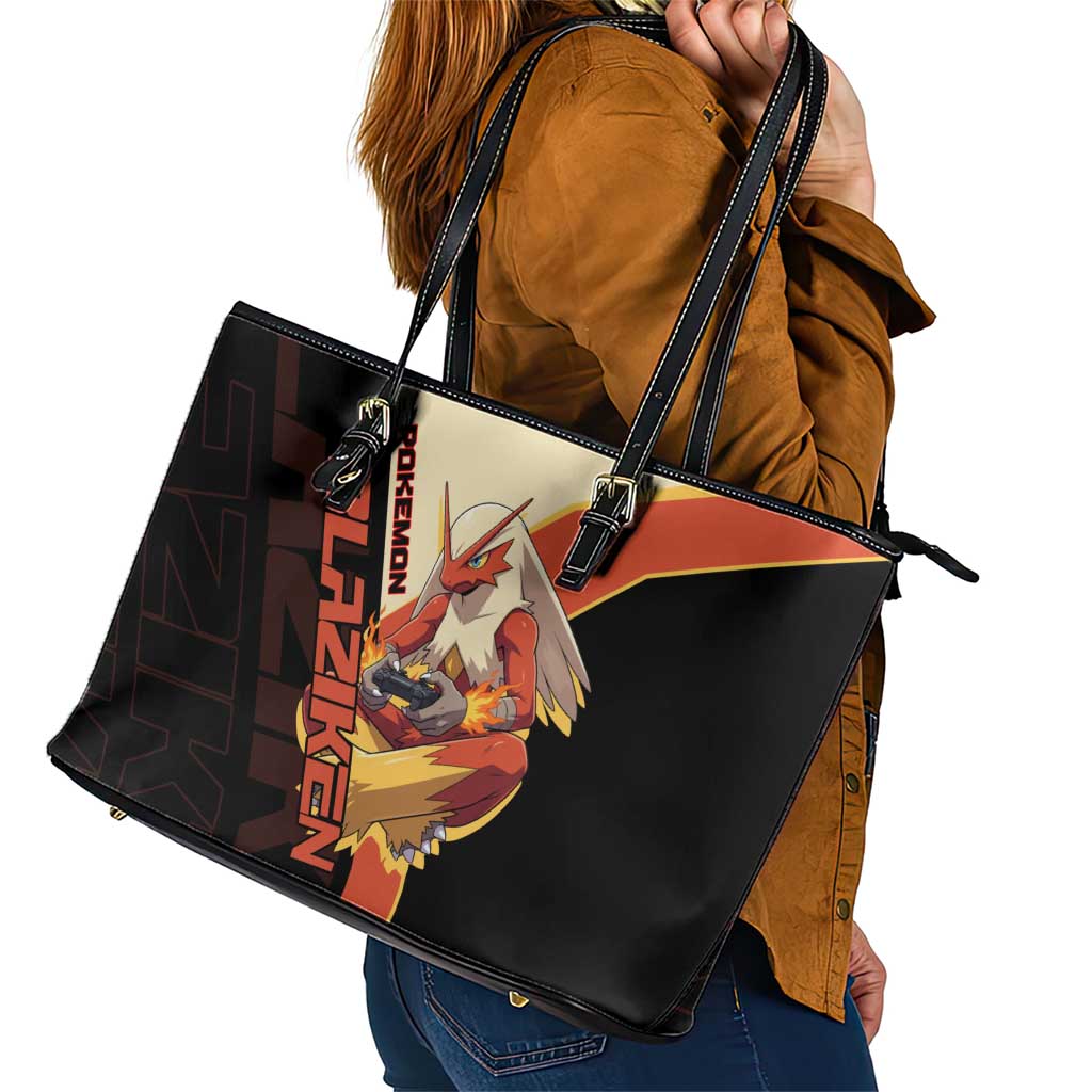 Blaziken Poké Leather Tote Bag Retro Anime Vector Style
