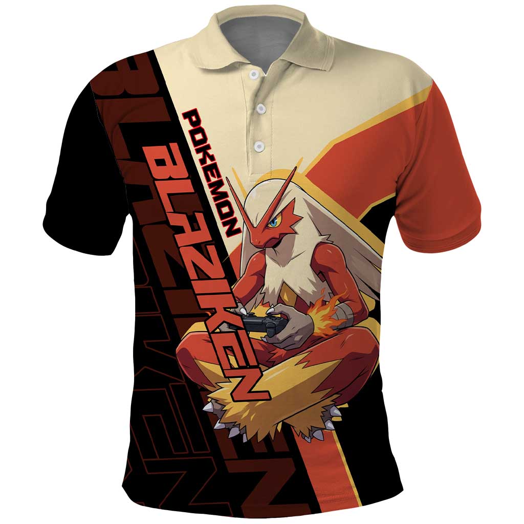 Blaziken Poké Polo Shirt Retro Anime Vector Style