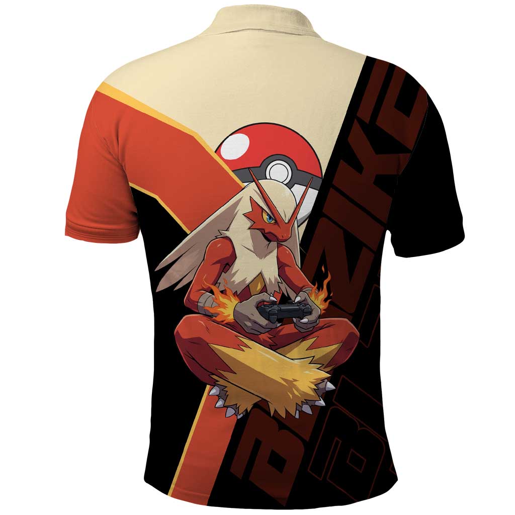 Blaziken Poké Polo Shirt Retro Anime Vector Style