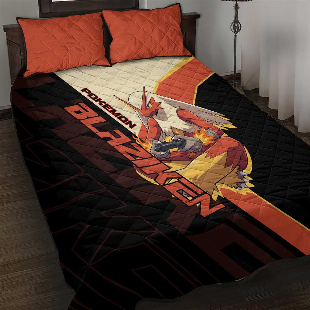 Blaziken Poké Quilt Bed Set Retro Anime Vector Style