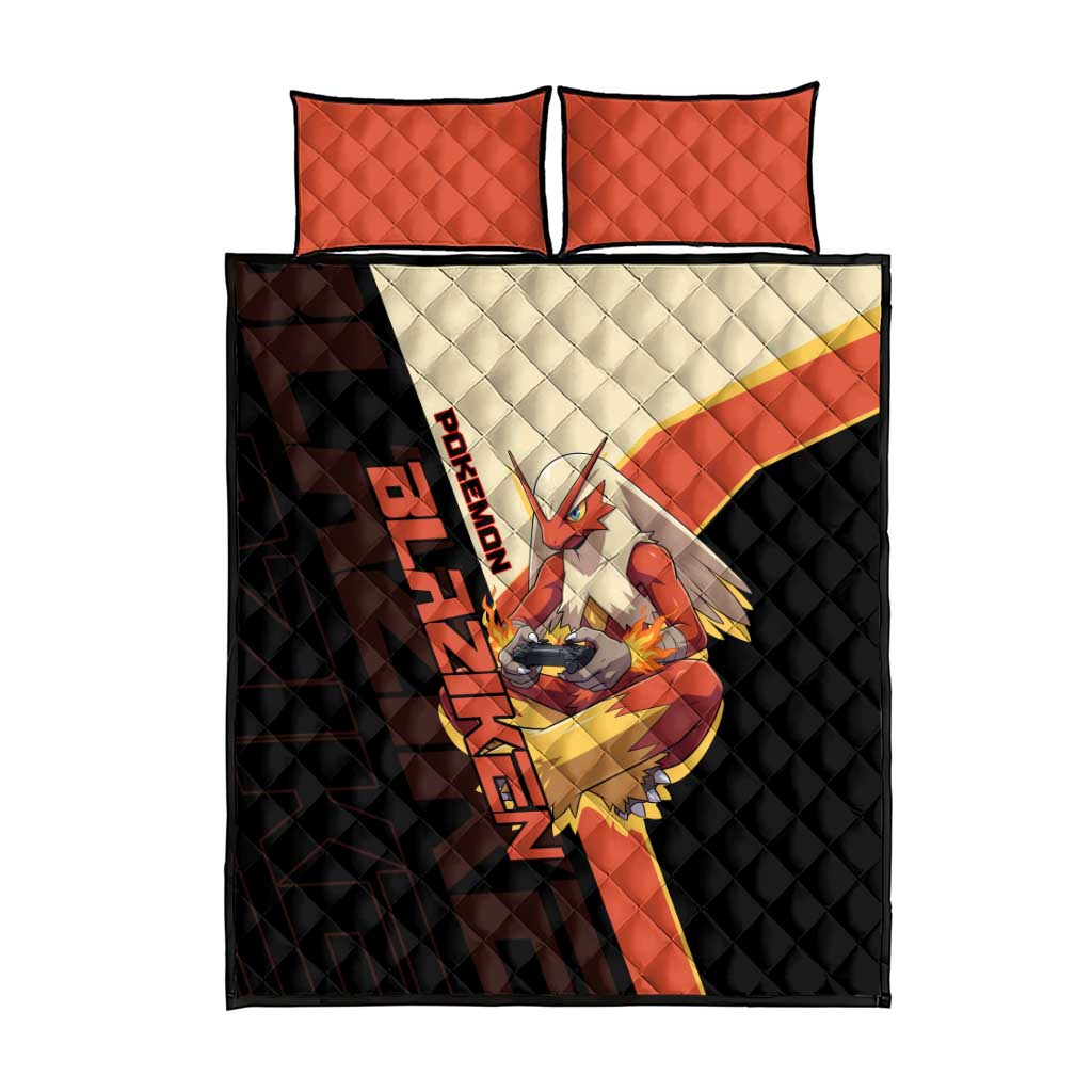 Blaziken Poké Quilt Bed Set Retro Anime Vector Style