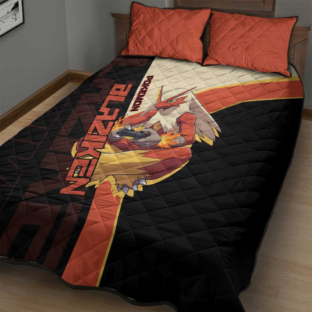 Blaziken Poké Quilt Bed Set Retro Anime Vector Style
