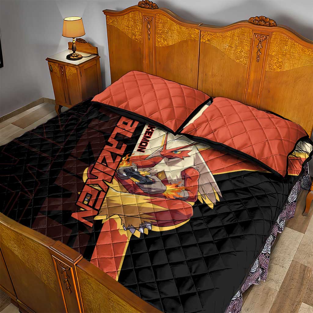 Blaziken Poké Quilt Bed Set Retro Anime Vector Style