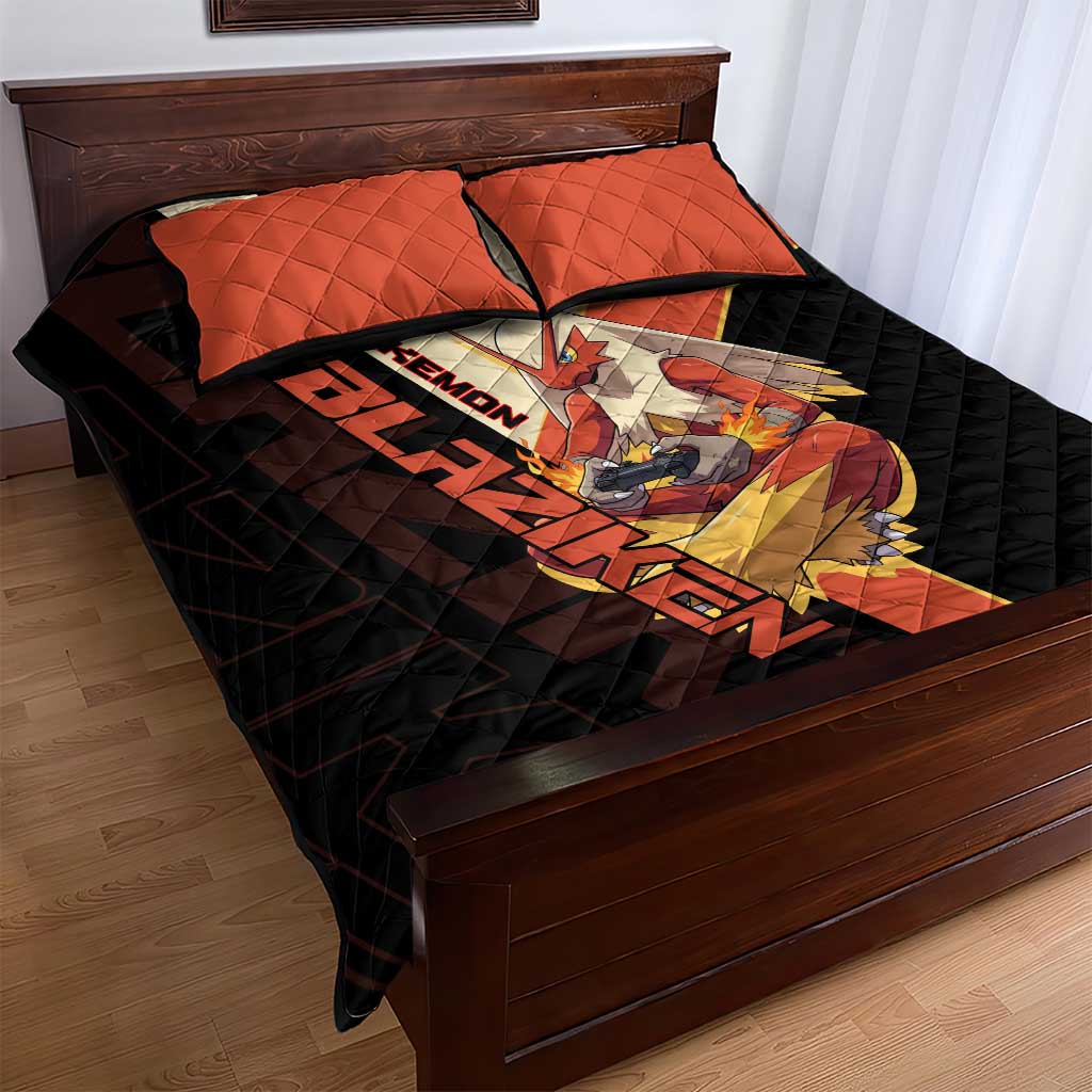 Blaziken Poké Quilt Bed Set Retro Anime Vector Style