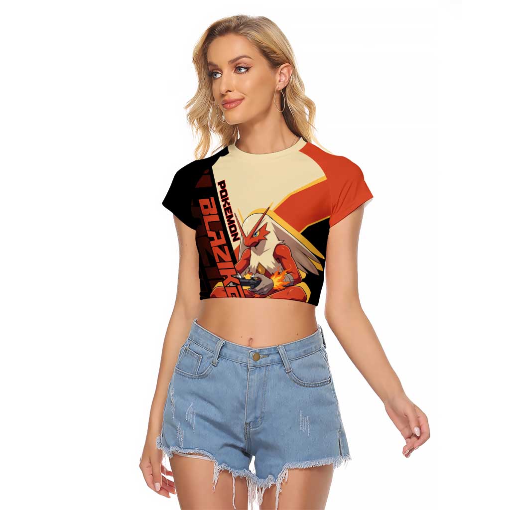 Blaziken Poké Raglan Cropped T Shirt Retro Anime Vector Style