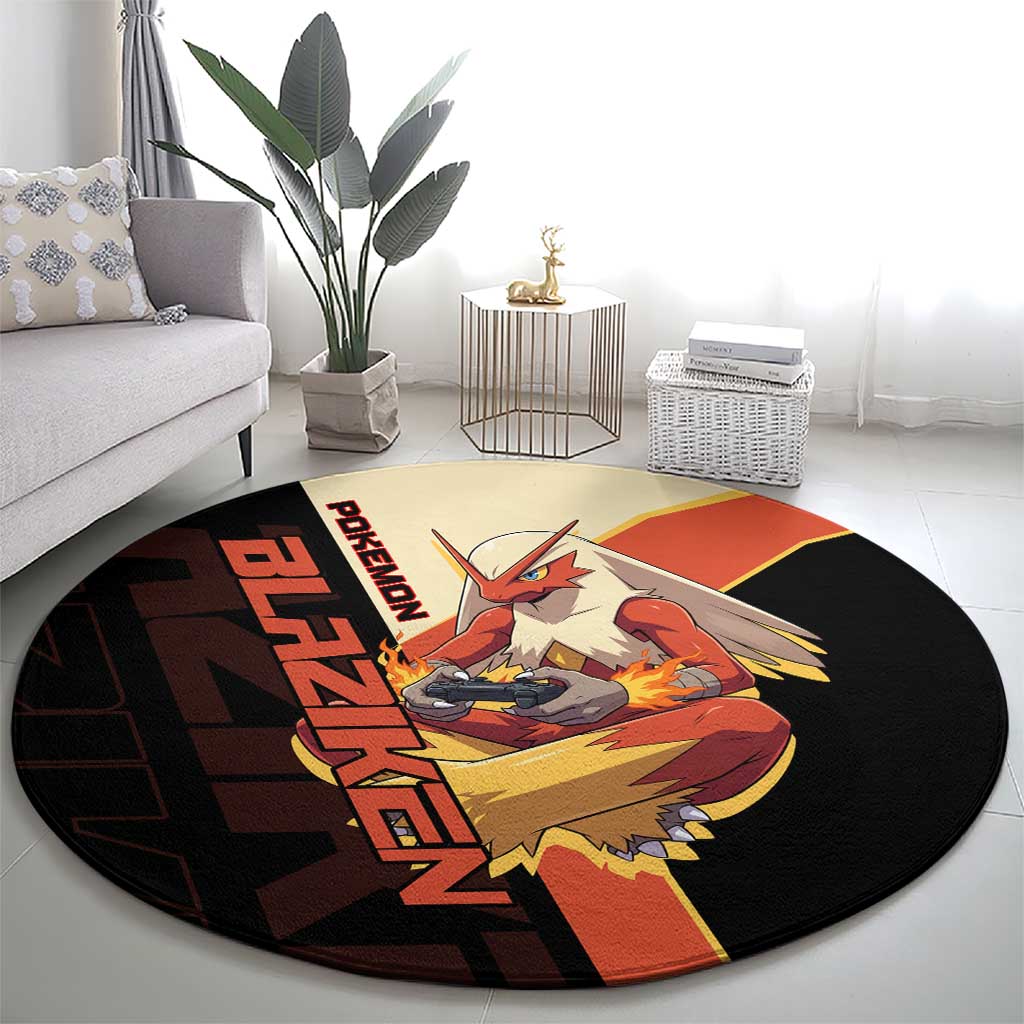Blaziken Poké Round Carpet Retro Anime Vector Style