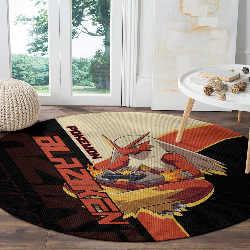 Blaziken Poké Round Carpet Retro Anime Vector Style
