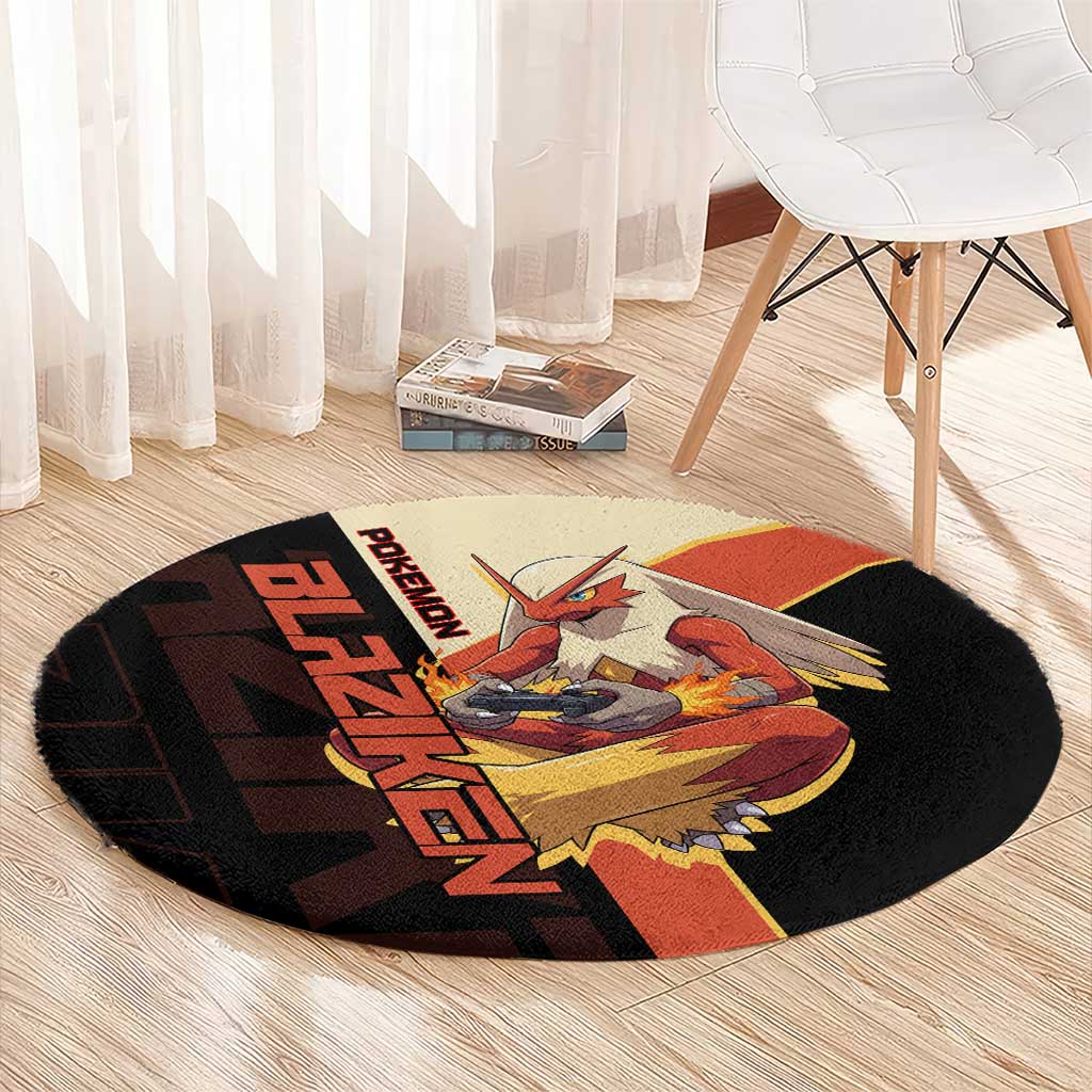 Blaziken Poké Round Carpet Retro Anime Vector Style