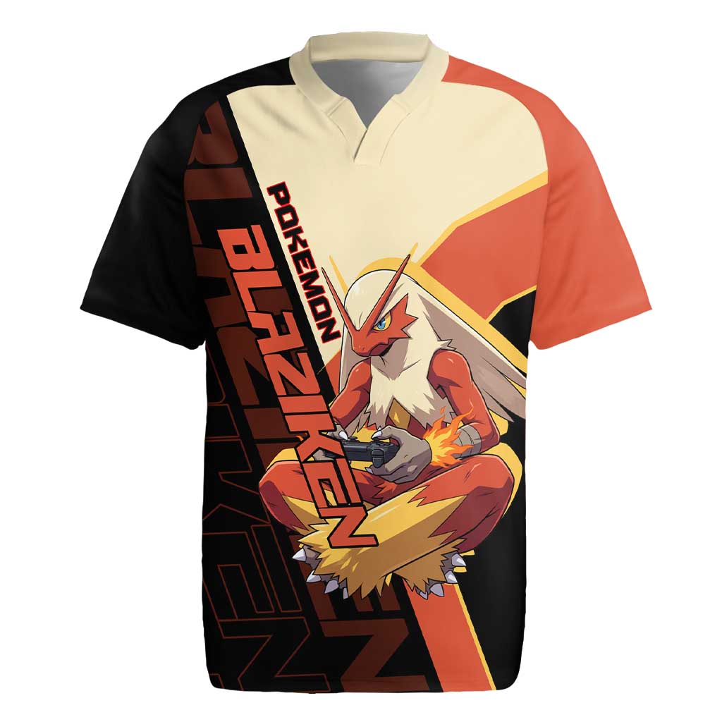 Blaziken Poké Rugby Jersey Retro Anime Vector Style