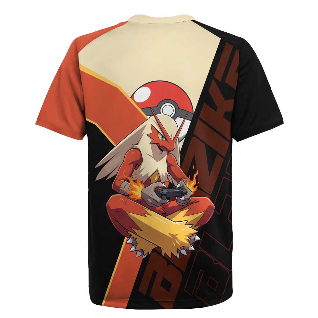 Blaziken Poké Rugby Jersey Retro Anime Vector Style
