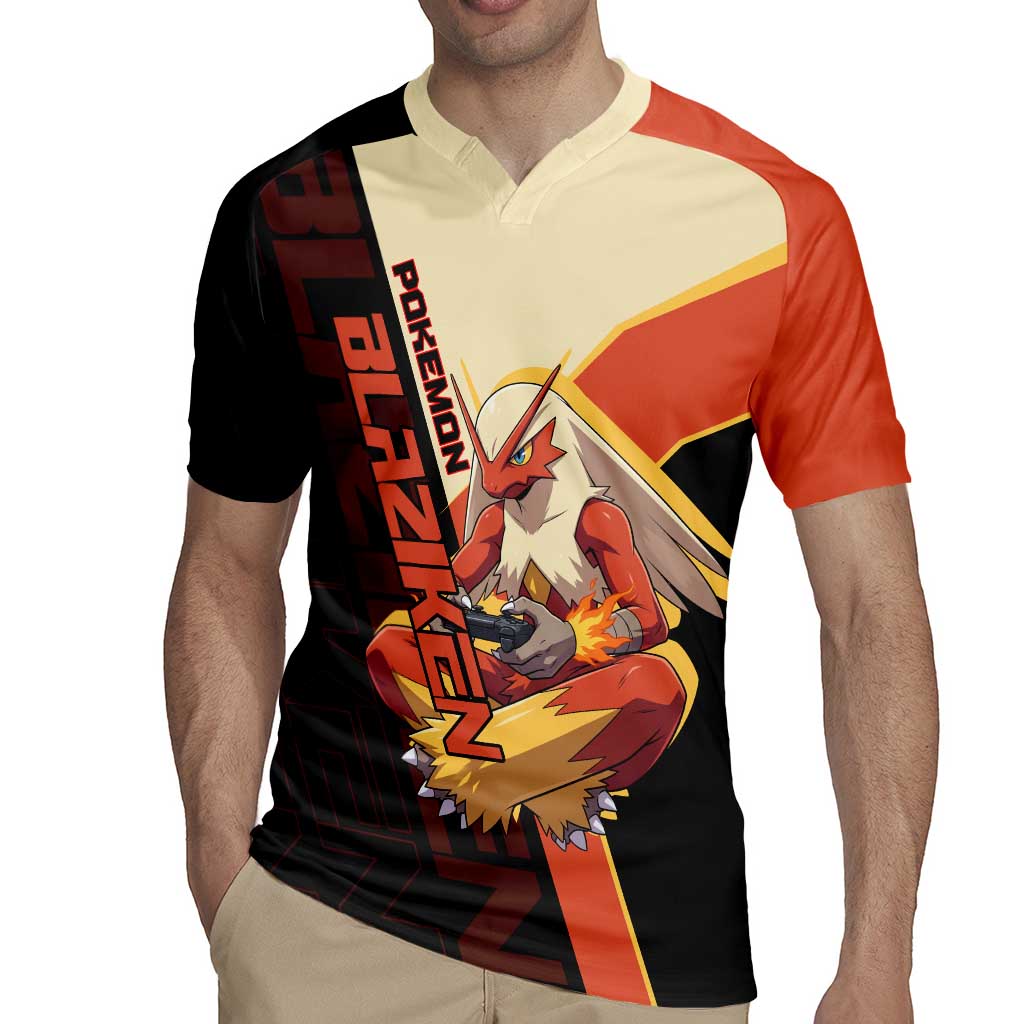 Blaziken Poké Rugby Jersey Retro Anime Vector Style