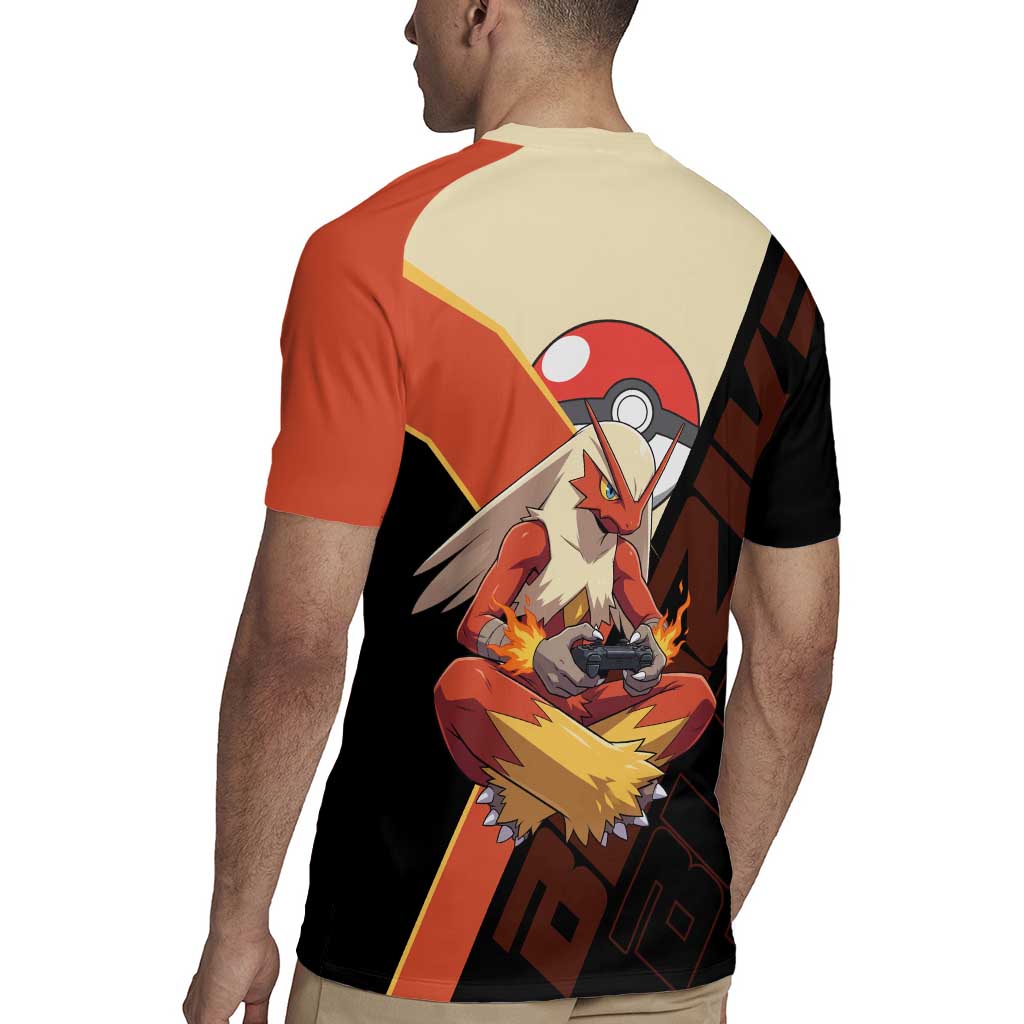 Blaziken Poké Rugby Jersey Retro Anime Vector Style