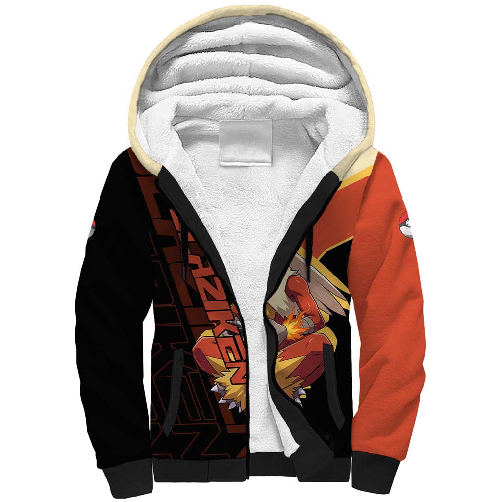 Blaziken Poké Sherpa Hoodie Retro Anime Vector Style