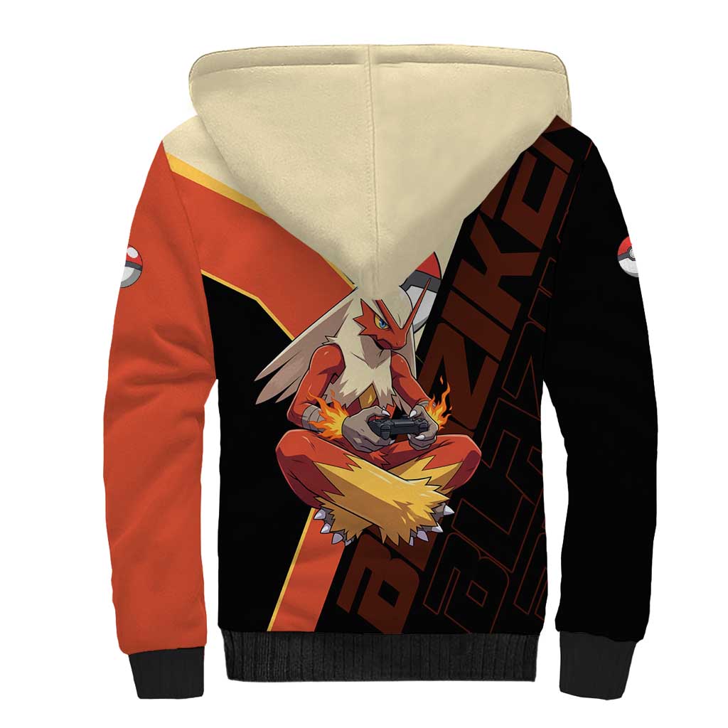 Blaziken Poké Sherpa Hoodie Retro Anime Vector Style
