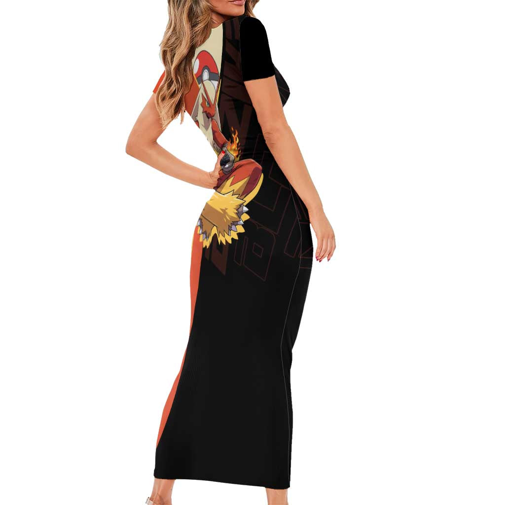 Blaziken Poké Short Sleeve Bodycon Dress Retro Anime Vector Style