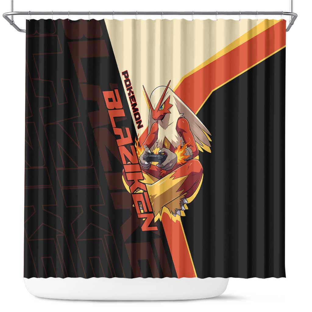 Blaziken Poké Shower Curtain Retro Anime Vector Style