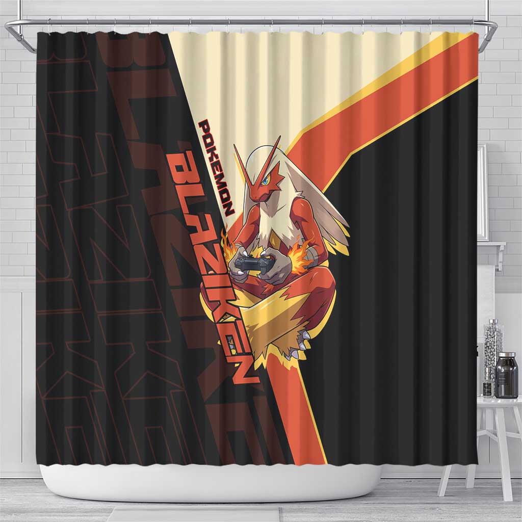 Blaziken Poké Shower Curtain Retro Anime Vector Style