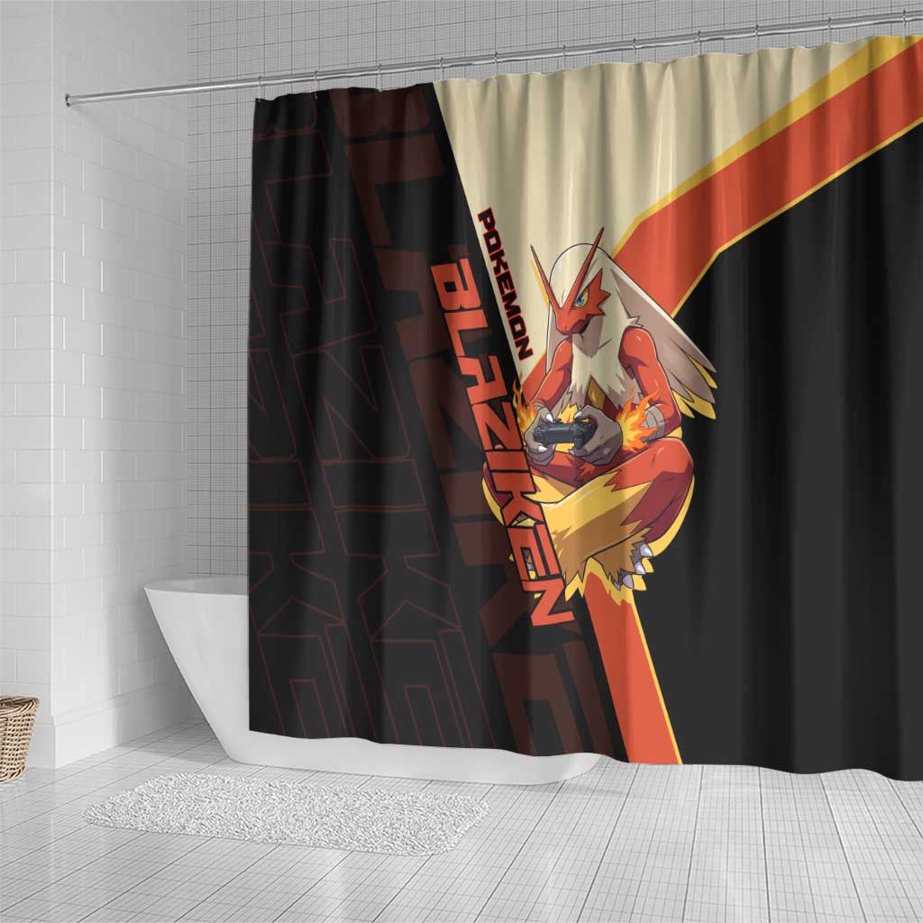 Blaziken Poké Shower Curtain Retro Anime Vector Style