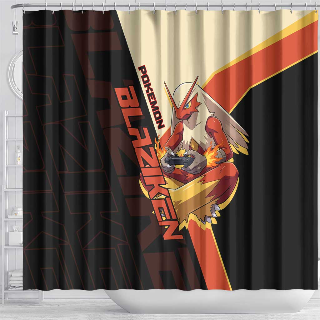 Blaziken Poké Shower Curtain Retro Anime Vector Style