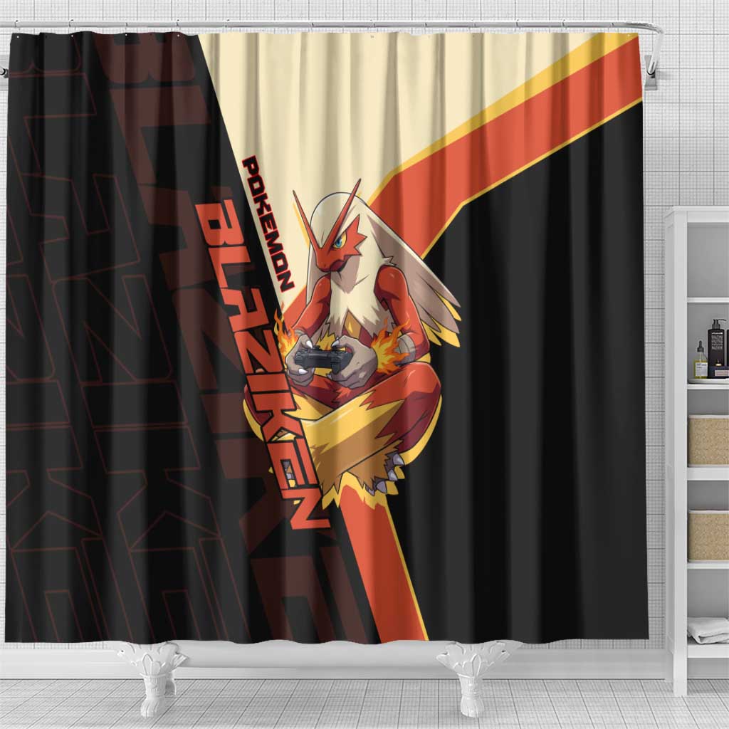 Blaziken Poké Shower Curtain Retro Anime Vector Style