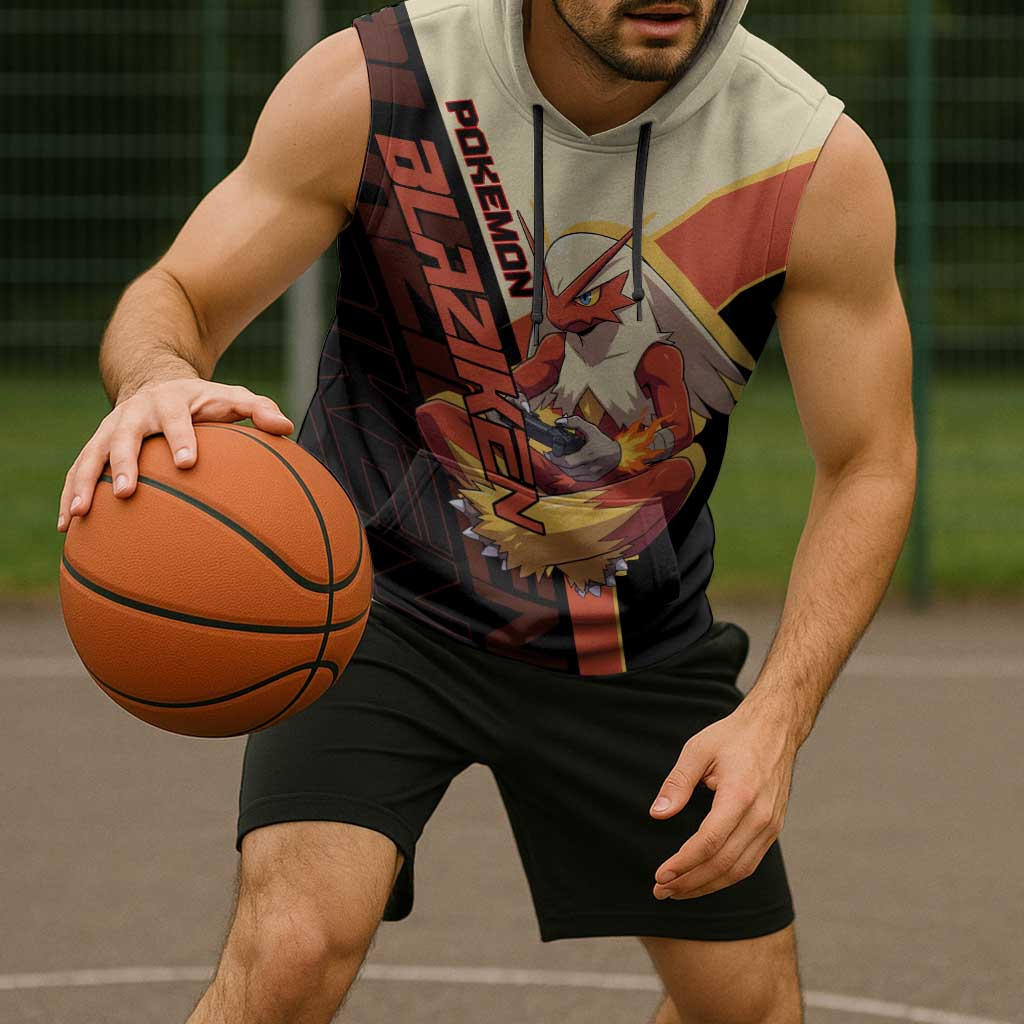 Blaziken Poké Sleeveless Hoodie Retro Anime Vector Style