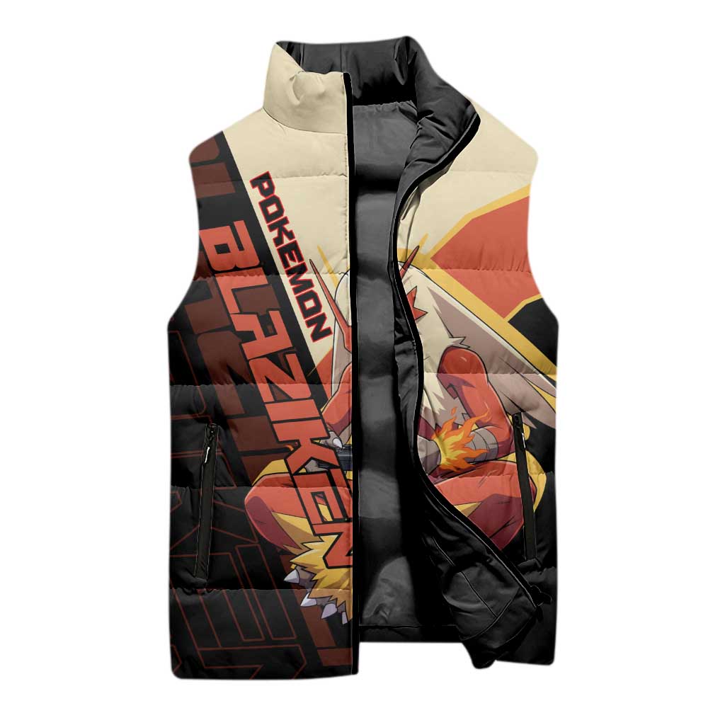 Blaziken Poké Sleeveless Puffer Jacket Retro Anime Vector Style