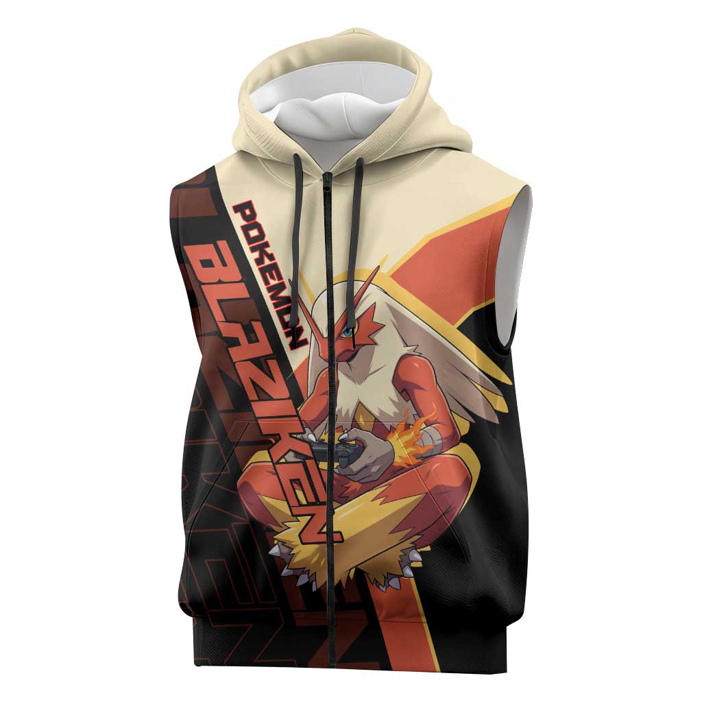 Blaziken Poké Sleeveless Zip Hoodie Retro Anime Vector Style