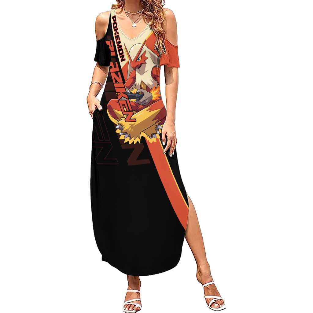 Blaziken Poké Summer Maxi Dress Retro Anime Vector Style