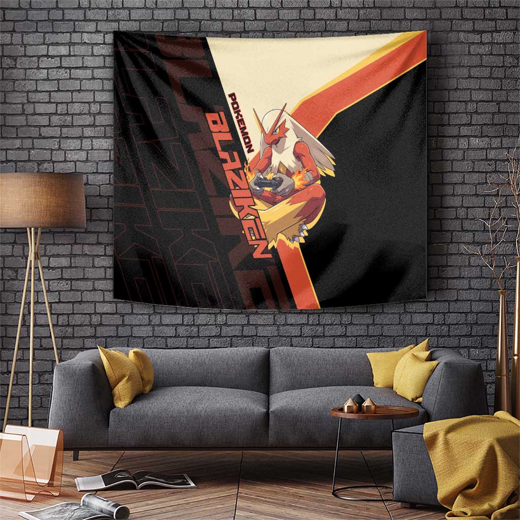 Blaziken Poké Tapestry Retro Anime Vector Style