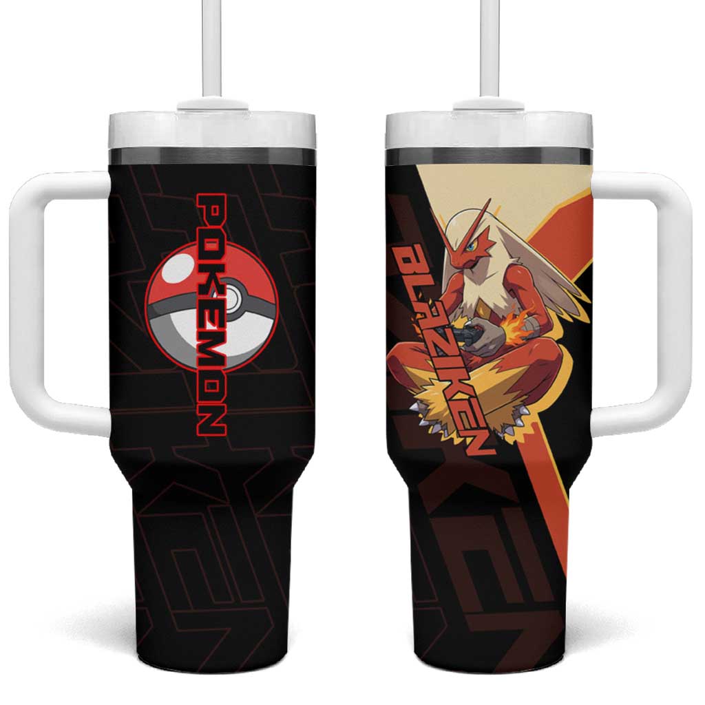Blaziken Poké Tumbler With Handle Retro Anime Vector Style