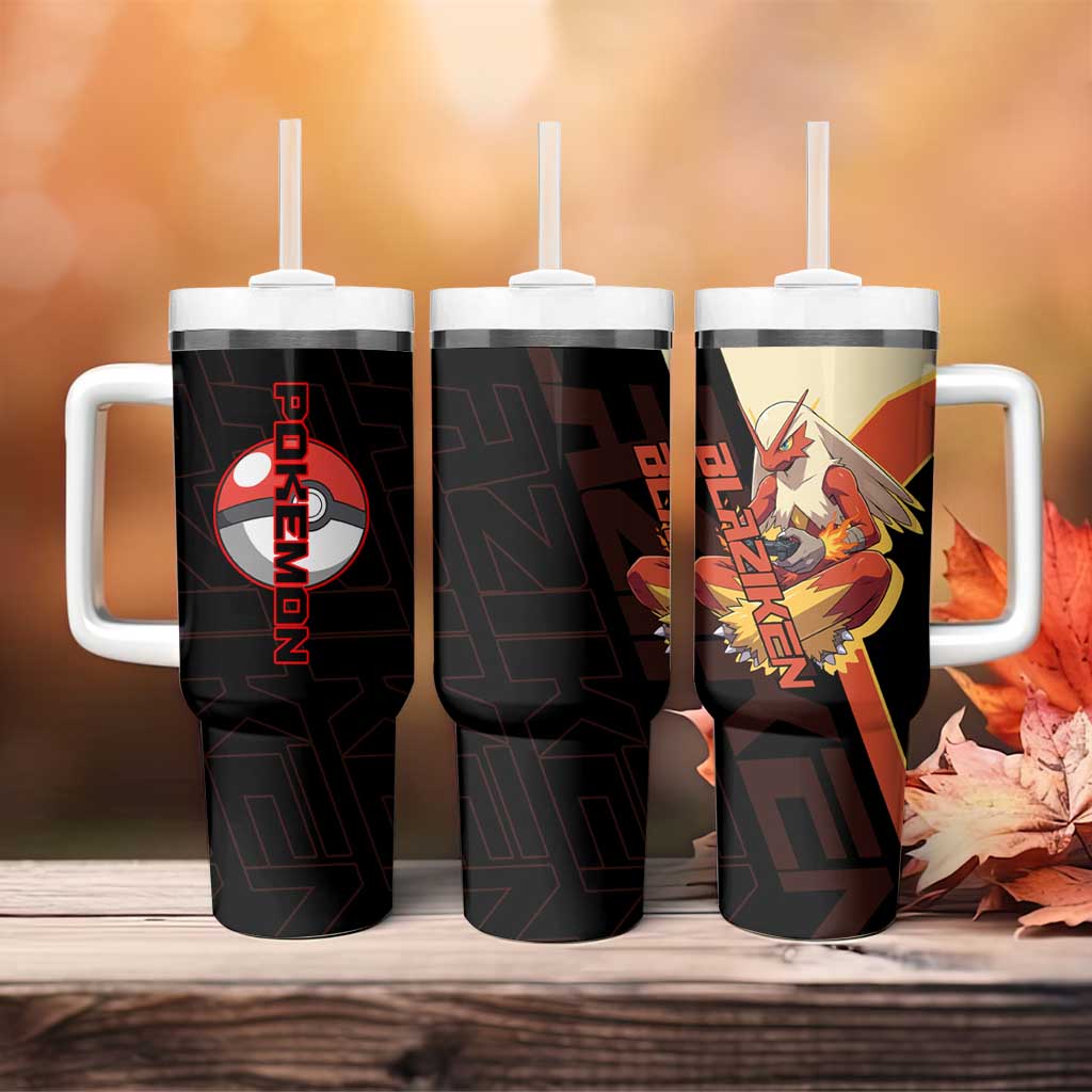 Blaziken Poké Tumbler With Handle Retro Anime Vector Style