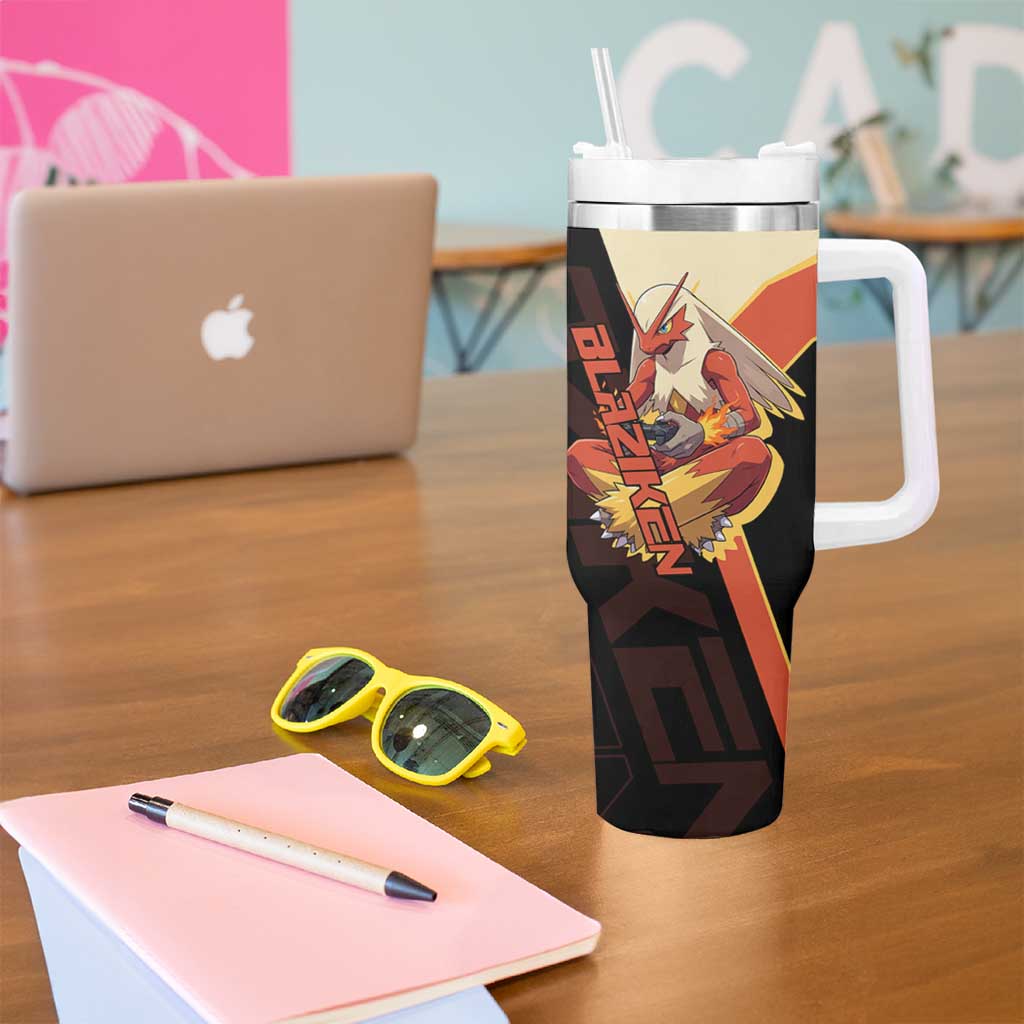 Blaziken Poké Tumbler With Handle Retro Anime Vector Style