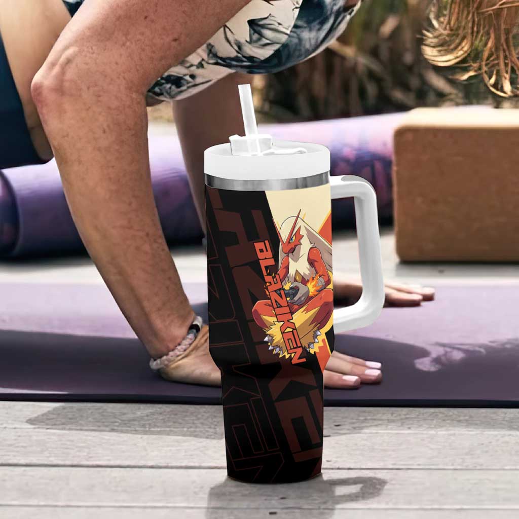 Blaziken Poké Tumbler With Handle Retro Anime Vector Style