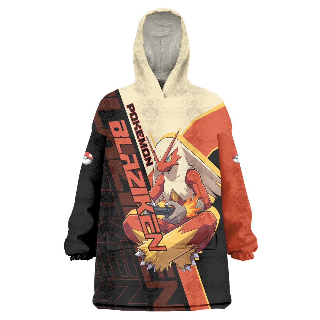 Blaziken Poké Wearable Blanket Hoodie Retro Anime Vector Style