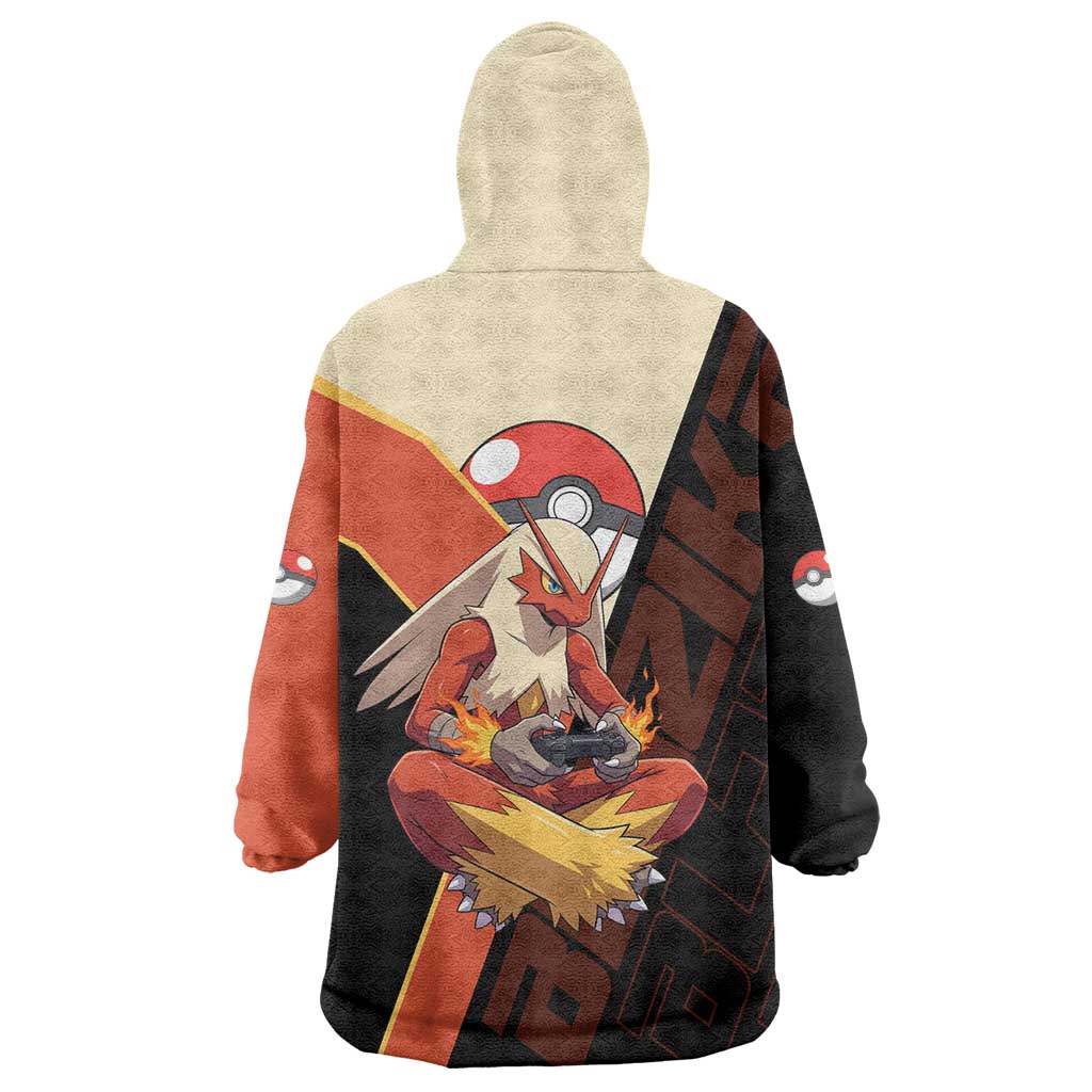 Blaziken Poké Wearable Blanket Hoodie Retro Anime Vector Style