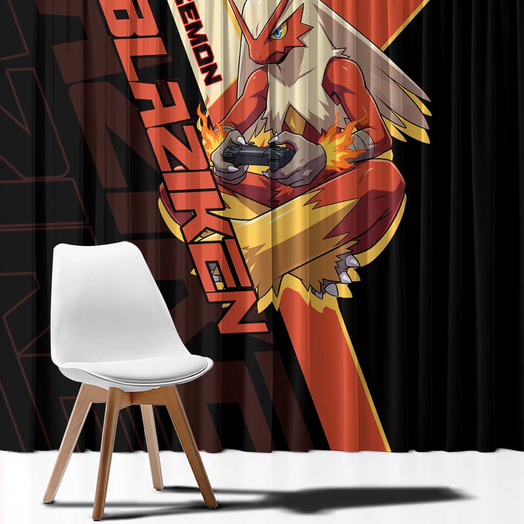 Blaziken Poké Window Curtain Retro Anime Vector Style
